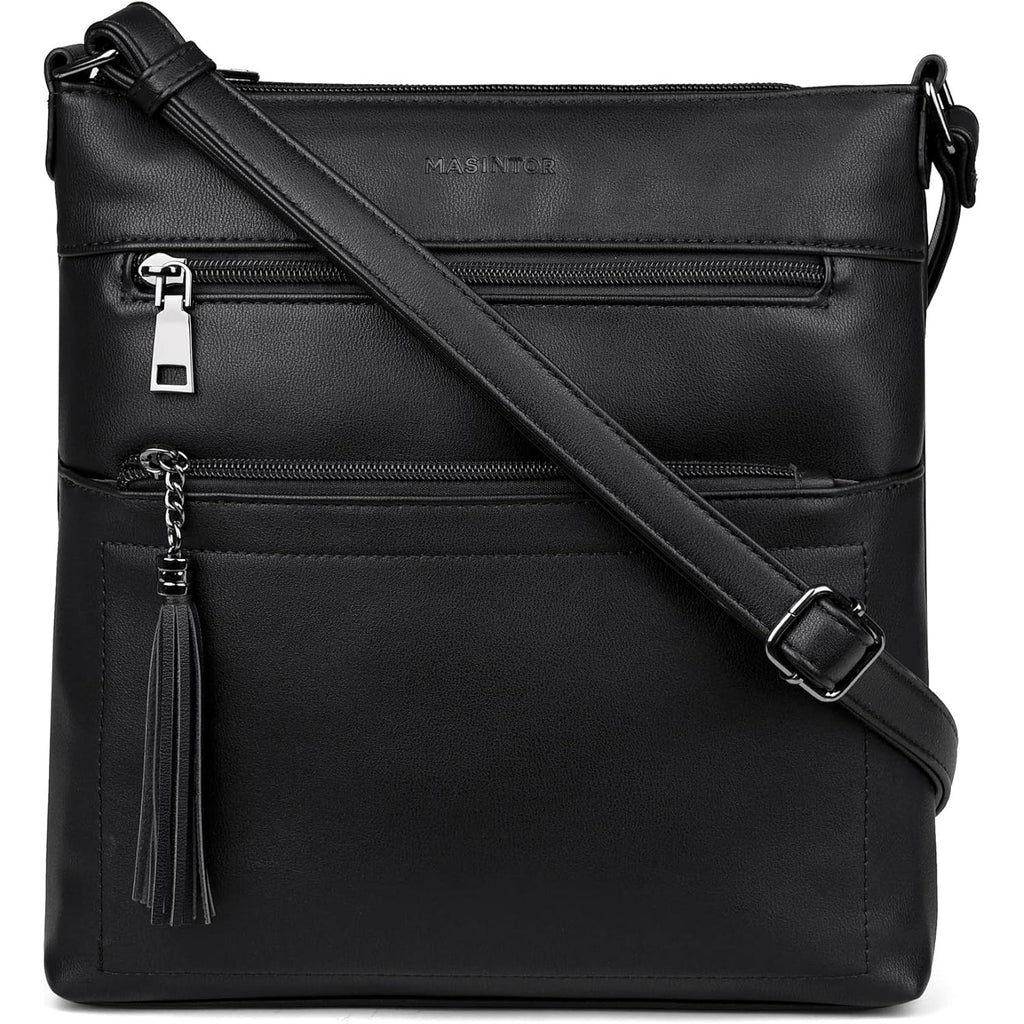 MASINTOR Crossbody Purses for Women, Multi Pocket Casual Crossbody Bag, Adjustable Strap Shoulder Bag with Tassel