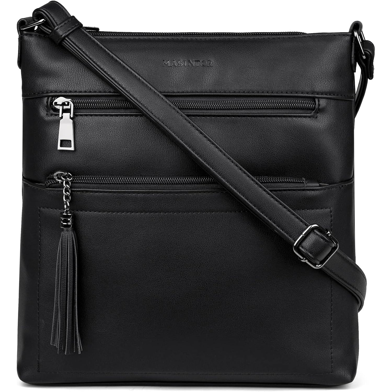 MASINTOR Crossbody Purses for Women, Multi Pocket Casual Crossbody Bag, Adjustable Strap Shoulder Bag with Tassel