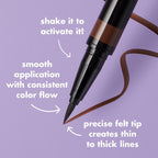 E.L.F. H2O Proof Eyeliner Pen, Felt Tip, Waterproof, Long-Lasting, High-Pigmented Liner For Bold Looks, Vegan & Cruelty-Free, Jet Black. 0.02 Fl Oz