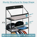 Clear Over The Door Hat Racks For Baseball Caps, Large Holds Up To 72 Caps Hat Storage Organizer For Closet Wall, Deep Pockets Hanging Hat Holder With 3 Hooks, Black