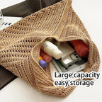 Crochet Beach Tote Bag Summer Vacation Handbags Beach Bag For Women Cute Woven Shoulder Purses Mesh Knit Crochet Bag