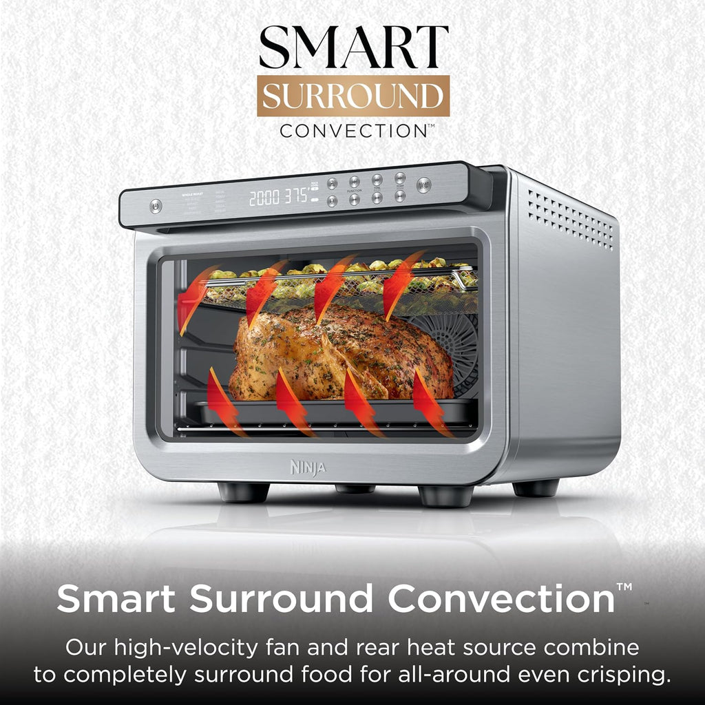 Ninja Air Fryer & Toaster Oven Combo | 10-In-1 Prestige Smart Xl Countertop Oven | Bake Up To 20 Cookies, Fit Up To A 12Lb Turkey | Pizza, Toast, Bake, Dehydrate | 1800 Watt | Stainless Steel | Dt501