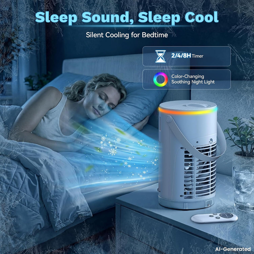 Portable Air Conditioners, Ac Fan Mini Evaporative Air Cooler 1200Ml With Ice Cooling Mist Personal Air Conditioner Quiet For Bedroom, Home Office Desk (White)