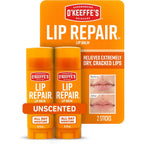 O'Keeffe'S Lip Repair Unscented Lip Balm For Dry, Cracked Lips - Stick (Twin Pack) - Moisturizer For Very Dry Lips