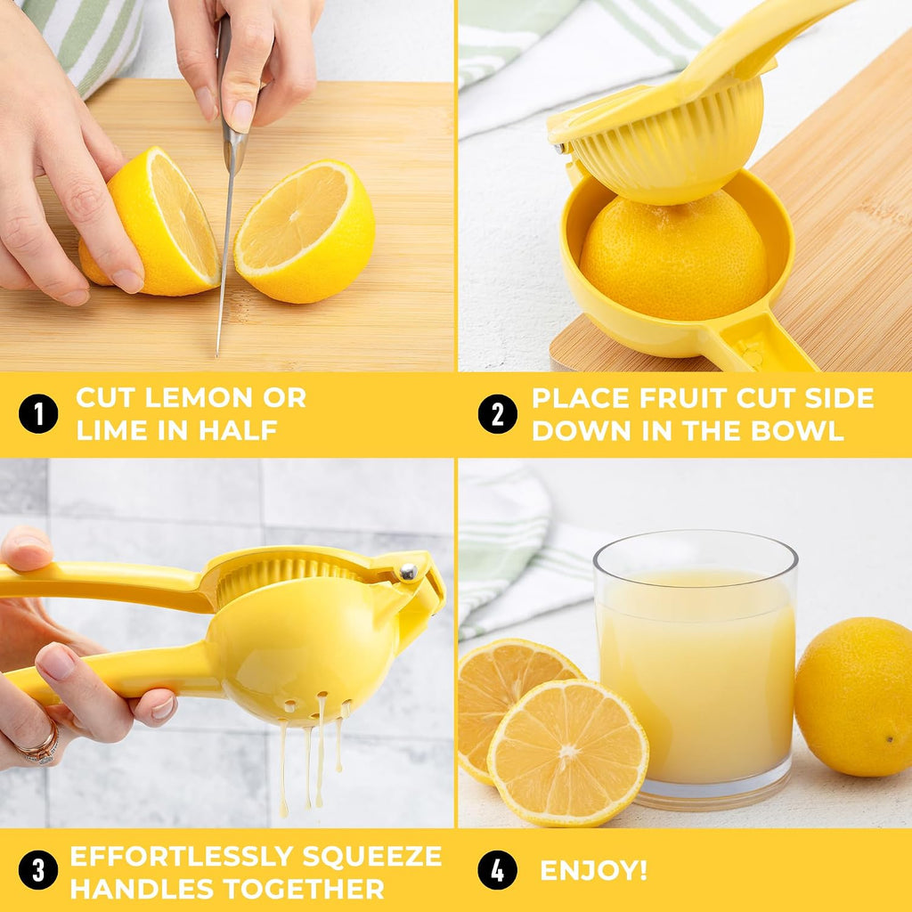 Zulay Kitchen Metal Lemon Squeezer - Handheld Lemon Juicer Squeezer - Easy To Use Citrus Juicer - Manual Press For Extracting The Most Juice Possible - Extracts Every Last Drop
