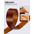 Wolfant 1.5" Full Grain Leather Belt For Men In Gift Box,100% Italian Real Solid Leather