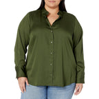 Amazon Essentials Women'S Regular-Fit Satin Button Down Shirt (Available In Plus Size)