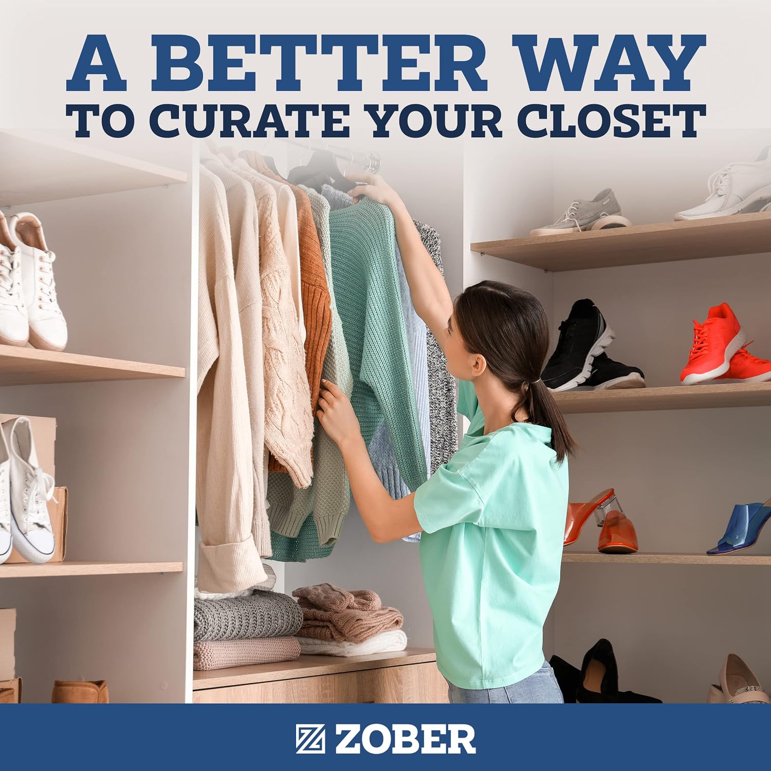 Zober Black Velvet Hangers 50 Pack - Clothes Hangers, Coat Hanger For Pants & Dress Clothes - Non Slip W/ 360 Degree Swivel, Holds Up To 10 Lbs - Strong Felt Hanger For Clothing