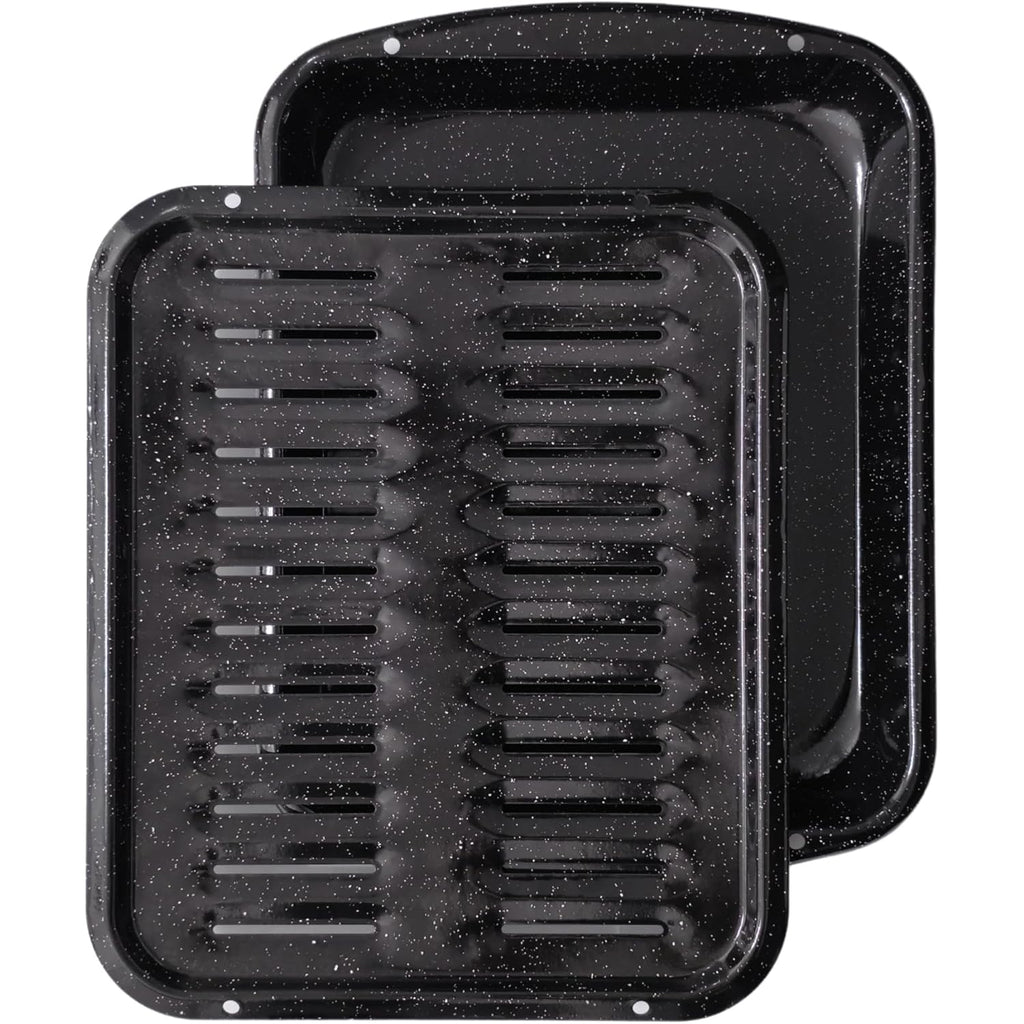 Broiler Pan for Oven Nonstick 16.75” x 13” Porcelain Nonstick Coated - Broiling Pan for Oven Withstands Heat up to 550° F - Heavy Duty Broil Pans and Rack Circulates Heat and Drains Fat (Speckled)