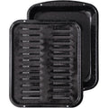 Broiler Pan for Oven Nonstick 16.75” x 13” Porcelain Nonstick Coated - Broiling Pan for Oven Withstands Heat up to 550° F - Heavy Duty Broil Pans and Rack Circulates Heat and Drains Fat (Speckled)