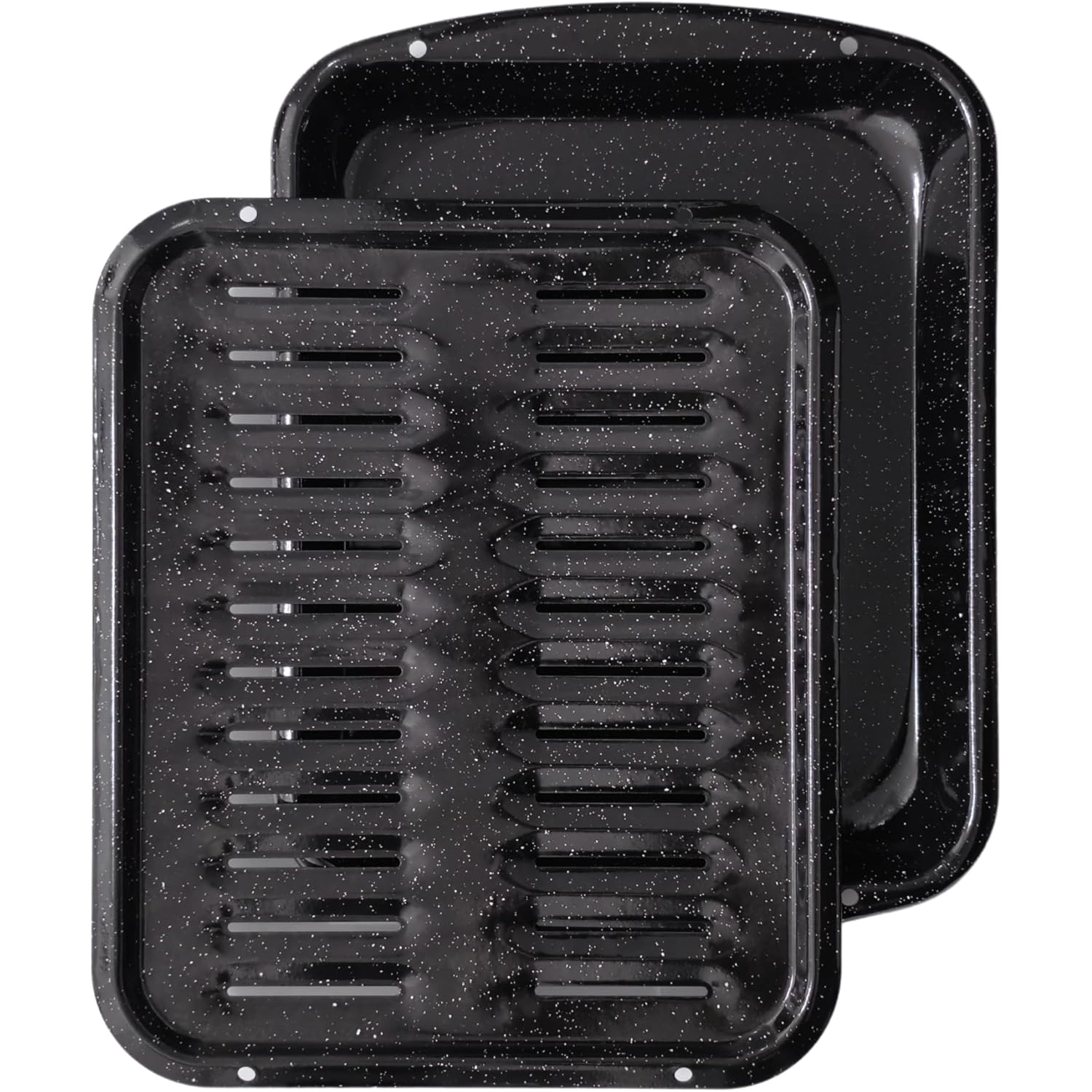 Broiler Pan for Oven Nonstick 16.75” x 13” Porcelain Nonstick Coated - Broiling Pan for Oven Withstands Heat up to 550° F - Heavy Duty Broil Pans and Rack Circulates Heat and Drains Fat (Speckled)