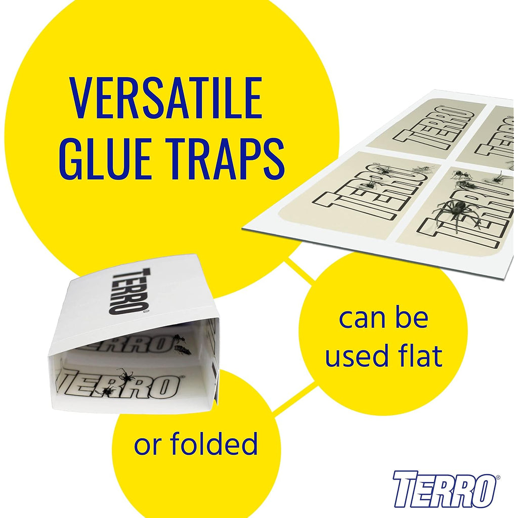 Terro Spider & Insect Trap, 10-Pack Sticky Glue Traps | Kills Roaches, Spiders, Ants, Cockroaches, Crickets, Indoor Bug Catcher Pest Control Traps, 4.25 In X 10 In, T3206-10