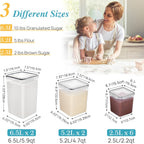 Vtopmart 10 PCS Flour and Sugar Storage Container, Large Airtight Food Canisters with Lids for Kitchen, Pantry Organization, BPA Free, Black
