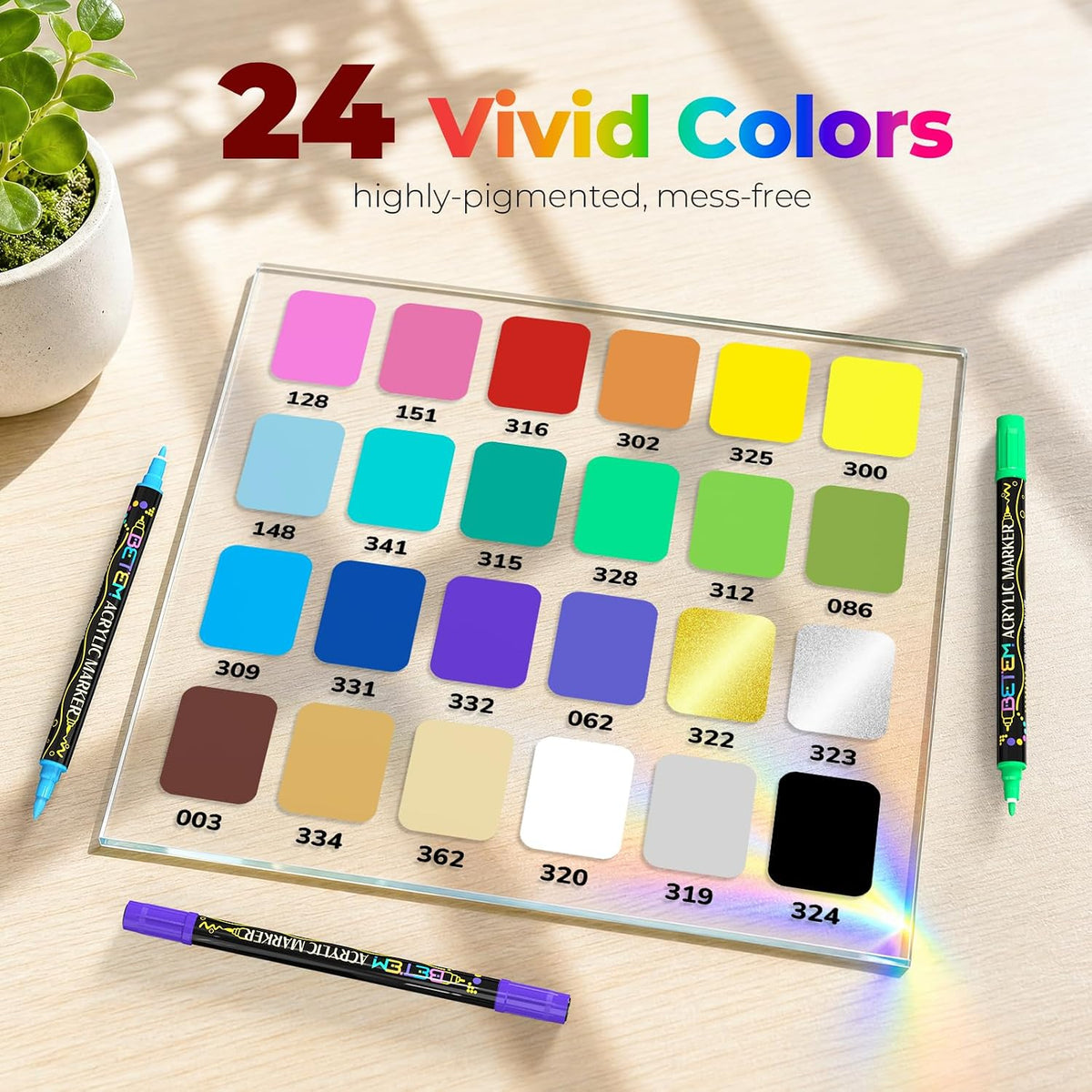 Dual Tip Acrylic Paint Pens, 24 Colors Paint Markers For Glass, Window, Fabric, Wood, Rock, Canvas, Acrylic Markers With Fine & Brush Tip, Art & Craft Supplies, Teacher Appreciation Gift