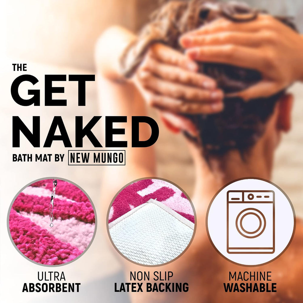 Get Naked Bath Mat Pink - Hot Pink Bathroom Rug, 31" X 20"