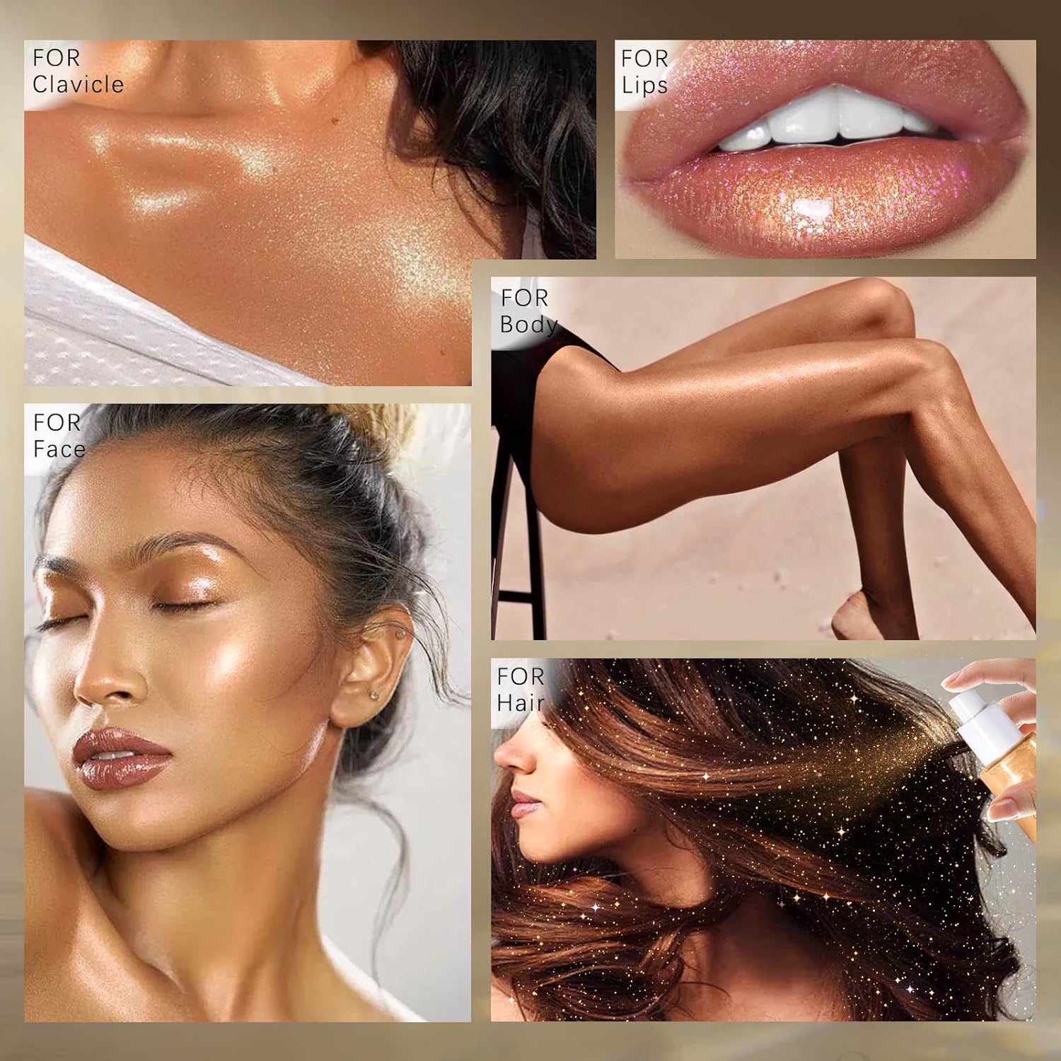 HOSAILY Body Glitter Spray, Holographic Body Shimmer Quick-Drying and Non-Sticky Duochrome Glitter Hairspray for Face Clothes, Sparkle Highlighter Makeup Festival Rave Accessories, Rose Gold