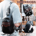 Genuine Leather Sling Bag For Men And Women Crossbody Shoulder Bag Sling Backpack Chest Purse Carry On Casual Daypack | Genuine Leather