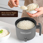 Elite Gourmet Noodle Express Electric Hot Pot, Prepare Noodles, Soups, Stews, Cool-Touch Handle, Ceralast™ Pfas-Free Ceramic Non-Stick, Tempered Glass Lid, 2 Heat Settings-High/Low, Grey