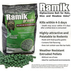 Neogen Ramik Green Fish Flavored Weather Resistant Rodenticide Nuggets, 4 Lb Bag (00615)