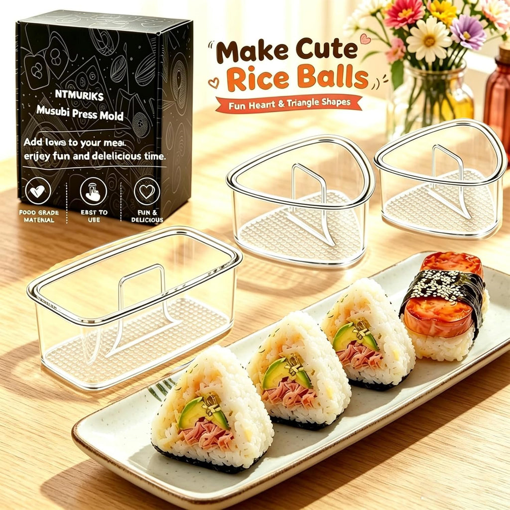 3Pcs Clear Large Onigiri Mold,Triangle Rice Press Molds For Sushi, Musubi & Rice Balls – Non-Stick,Bpa-Free,Hawaiian Musubi Maker, Sushi Mold For Bento Boxes And Lunches