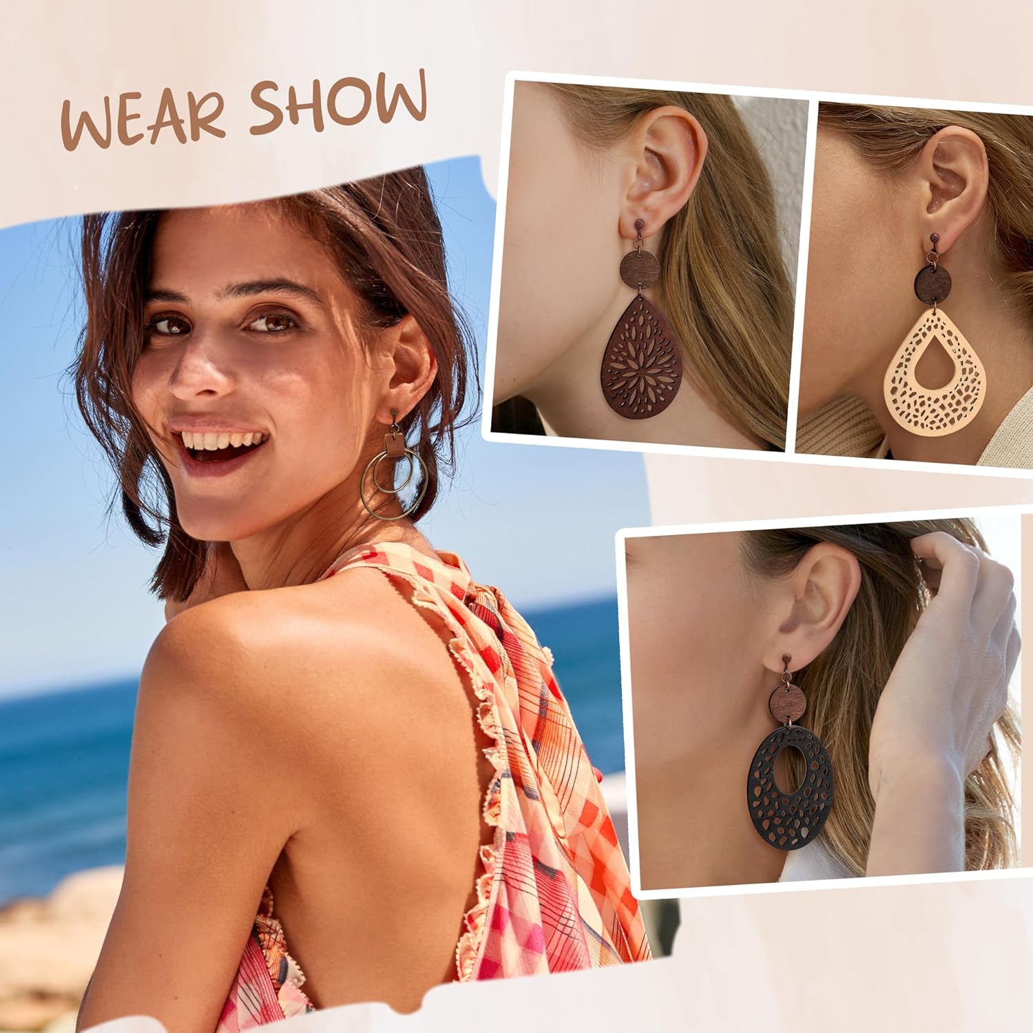 Thunaraz Clip on Dangle Earrings for Women - Bohemian Trendy Clip on Earrings Lightweight Comfortable Earrings Hypoallergenic Drop Clip ons for Non-pierced Ears Women