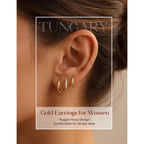 Tungary Small Gold Hoop Earrings for Women, Hypoallergenic Huggie Earrings for Sensitive Ears, Non Tarnish 14K Gold Plated Hoops for Sleeping/Daily, Cartilage Earring Stacks Set for Multiple Piercing