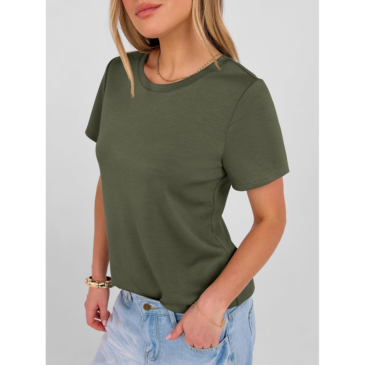 ANRABESS Women Short Sleeve Tops Summer Basic Tee Wrinkle-Free Trendy Cute T Shirts 2026 Spring Business Casual Outfits