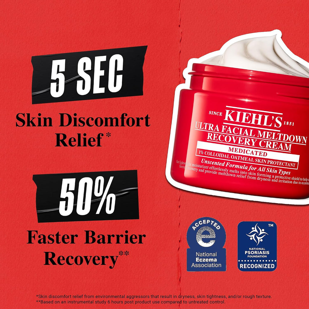 Kiehl'S Ultra Facial Recovery Barrier Cream, Lightweight Moisturizing Face Cream, Provides Moisture Boost, Lotion Repairs And Restores Skin Barrier, Suitable For Dry And Sensitive Skin