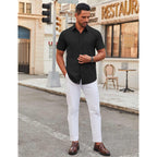 Coofandy Men'S Stretch Dress Shirts Short Sleeve Wrinkle Free Casual Button Down Shirts