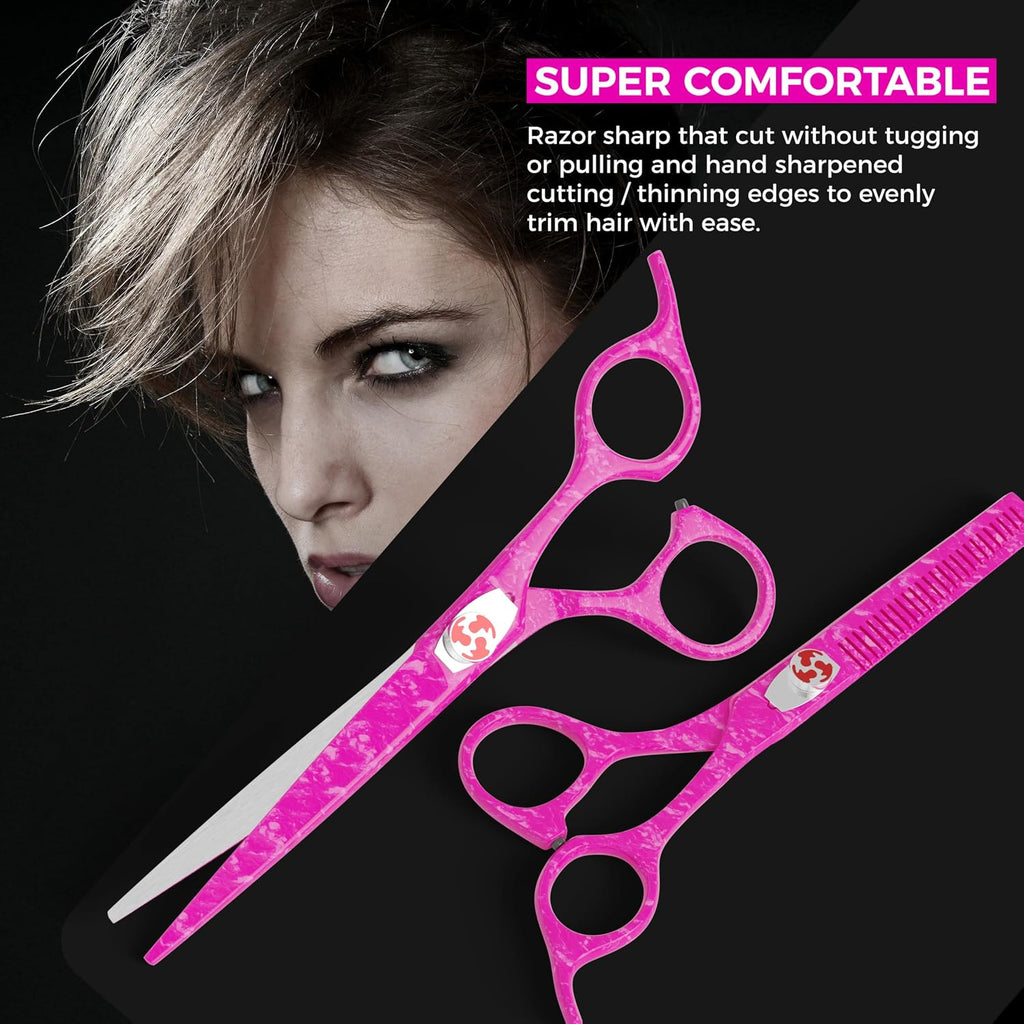 Hair Scissors Professional With Thinning Shears For Hair Cutting | 6" Japanese Steel Hair Cutting Scissors | Sharp Barber Scissors For Cutting And Layering | Hair Shears For Women And Men