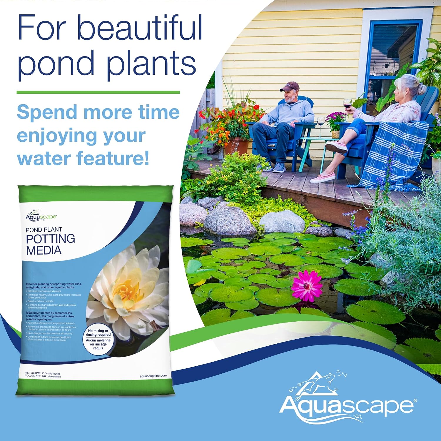 Aquascape Pond Plant Potting Media, Nutrient-Rich Aquatic Soil For Water Gardens, Supports Strong Root Growth, 215 Cubic Inches, 89002