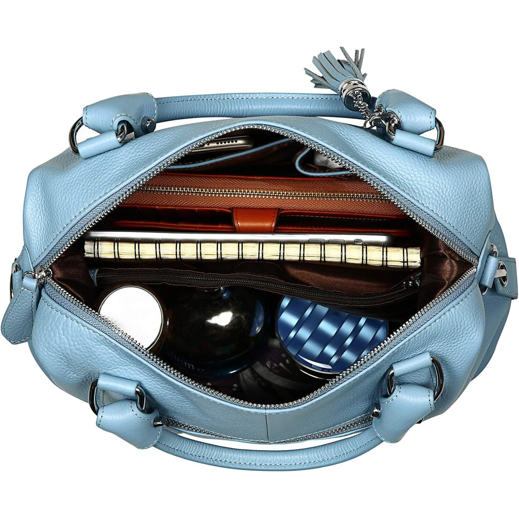 Heshe Womens Genuine Leather Purse Satchel Tote Bags Ladies Real Leather Bags Crossbody Handbags