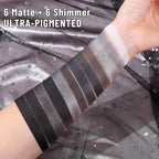 Ucanbe Smokey Eyeshadow Palette, Dark Black White Gray Silver Natural Nude Matte Shimmer Eye Shadow Make Up Pallet For Smoky Emo Goth Makeup, 12 Color High Pigmented Long Lasting Waterproof Pallete