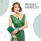 Jadive 3 Pcs Clutch Purses For Women Handbag Evening Purses Bag For Wedding Vintage Banquet Handbag Earrings Necklace Set