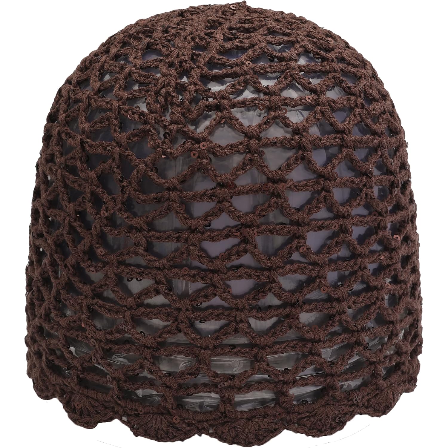 Zlyc Women Crochet Beanie Handmade Knit Flower Shiny Summer Vintage Skull Hat