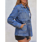 Tankaneo Denim Jacket For Women Distressed Jean Jacket Button Down Oversized Shacket With Pockets
