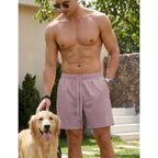 Tacvasen Men'S Corduroy Casual Shorts 6" Inseam For Summer Beach Vacation | Elastic Waist,Drawstring,Pockets,Corduroy Texture,Casual Fit 6 Inch Inseam,Lightweight Shorts For Summer Beach,Soft Lounging