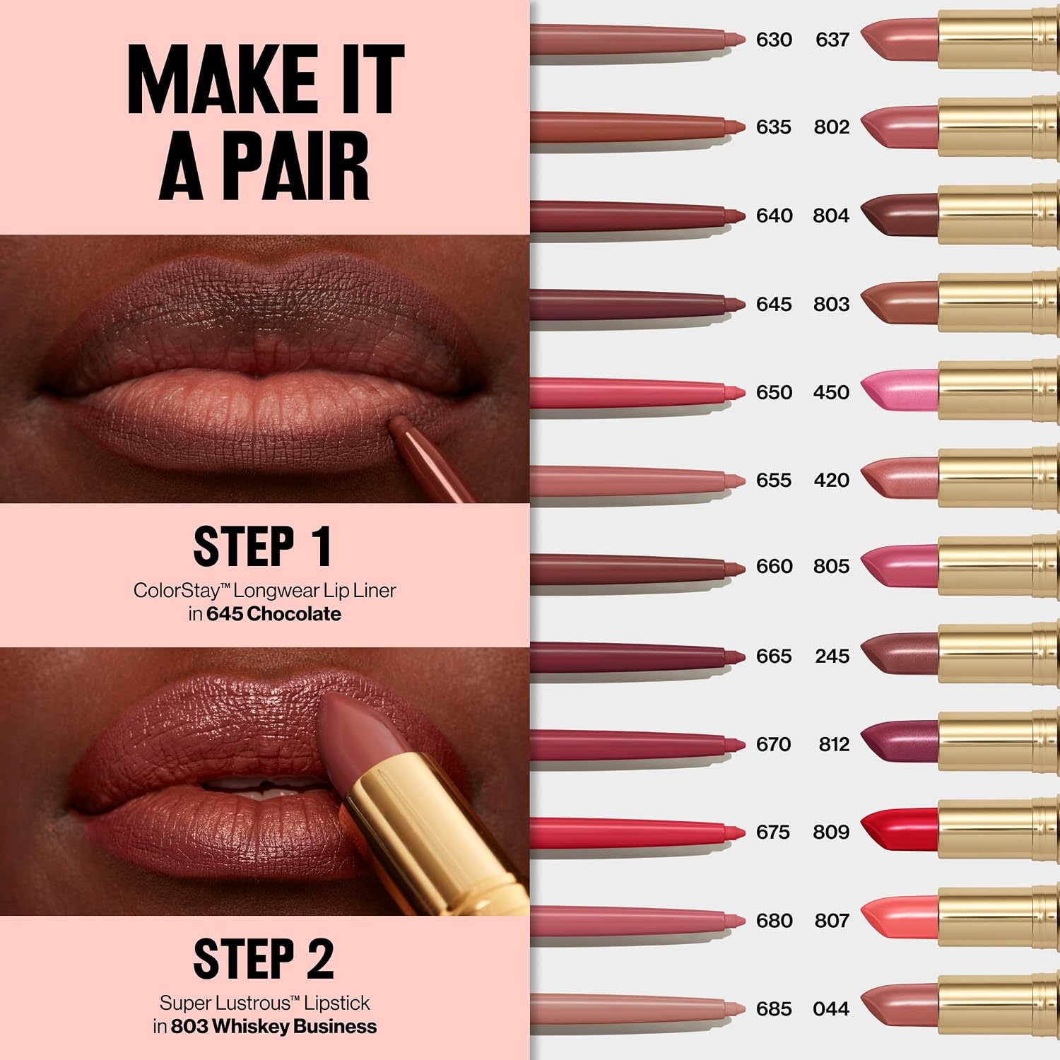 Revlon Colorstay Lip Liner Makeup With Built-In-Sharpener, Longwear Rich Medium Brown-Nude Shade, Smooth Application, 630 Nude, 0.01 Oz