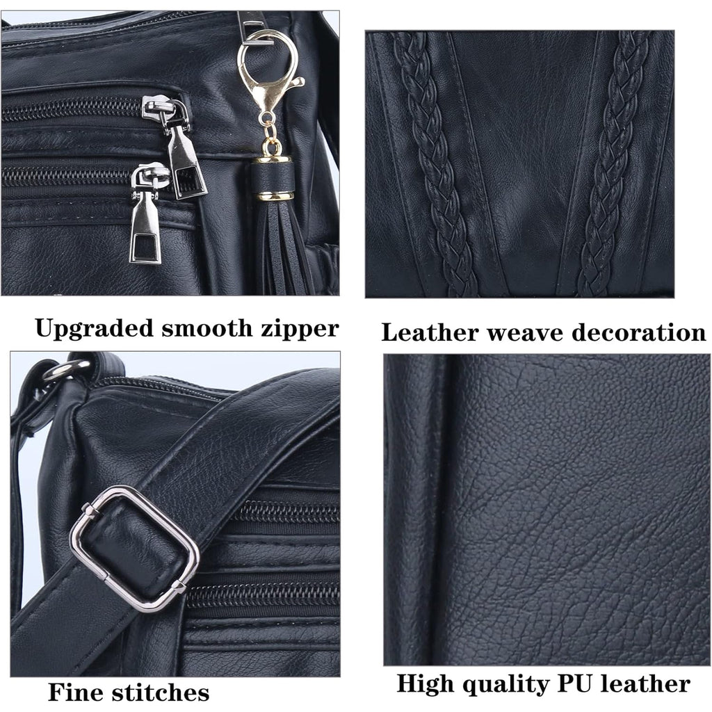 ELDA Crossbody Bags For Women Pocketbooks Soft PU Leather Purses and Handbags Multi Pocket Shoulder Bag