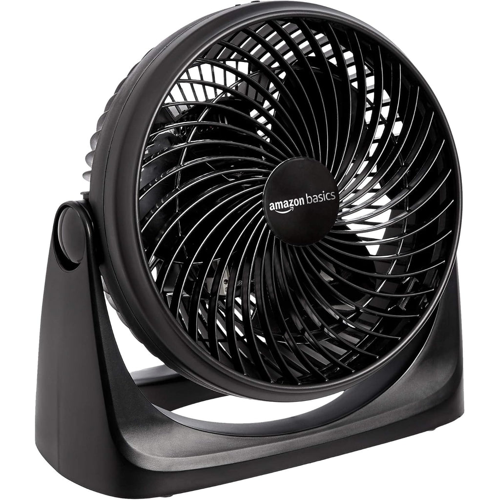Amazon Basics Air Circulator Desk Fan For Bedroom, Home And Office, 90-Degree Tilt Head, 3 Speed Settings, Cooling, 35 Watts, Black, 11.1"W X 6.3"D X 10.9"H