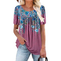 Women's Short Sleeve Summer Tunic Tops Flowy Flare Button Down Tunic Shirts Blouses S-3XL