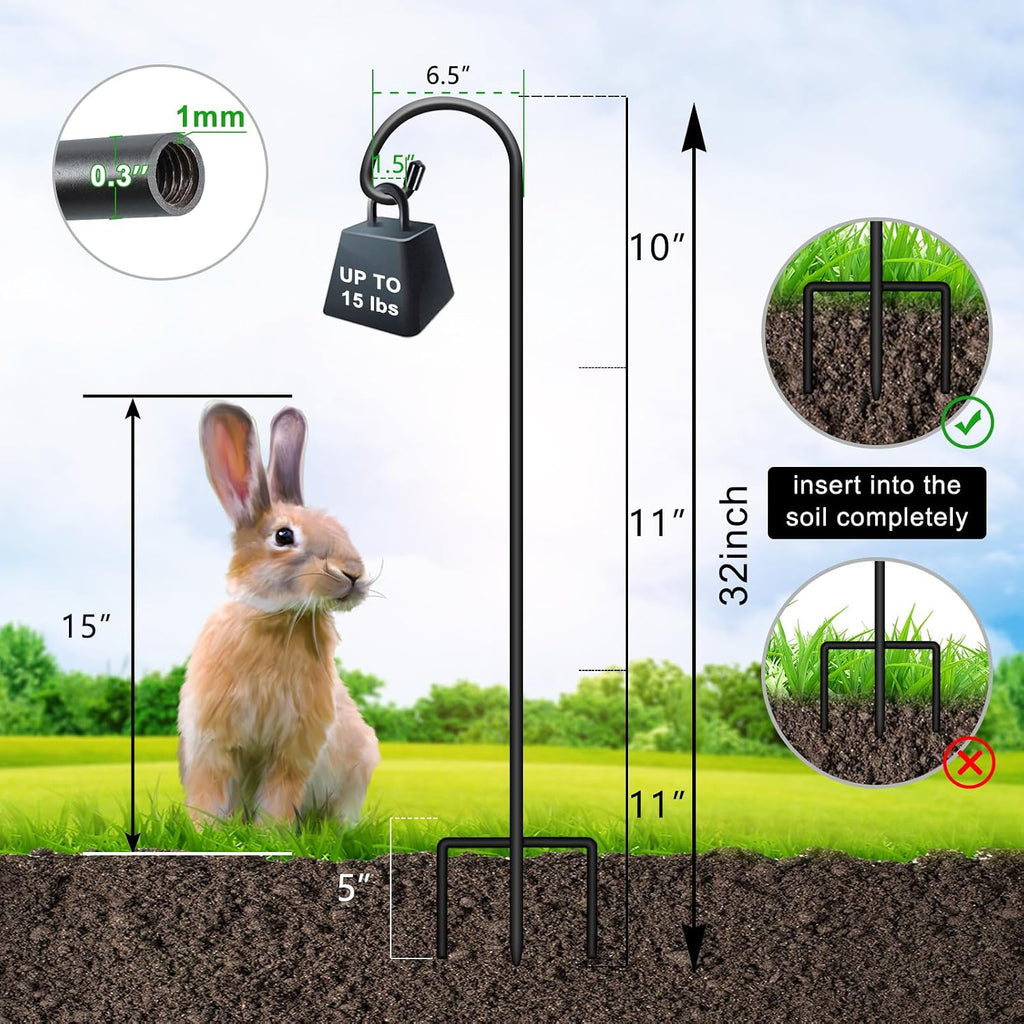 Adjustable 32 Inch Small Shepherds Hooks For Outdoor, Garden Hooks For Lanterns, Sheperds Hook For Hanging Plants, Bird Feeders, Solar Lights, Mason Jars, Weddings Decor,2 Pack