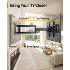 Perlegear Long Arm Full Motion Tv Wall Mount For 42–97 Inch Tvs Up To 150 Lbs, Pre-Assembled Tv Mount With Full Swivel, Tilt And Extension, Fits 8″/12″/16″/24″ Wood Studs, Max Vesa 800X400Mm, Pgxlf02