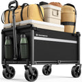 Collapsible Wagon Cart With Wheels, 220Lbs For Grocery Shopping Camping | 110L Capacity Wagons Carts Foldable,220Lbs Heavy Duty Wagon Carts, Lightweight Portable Utility Cart,All-Terrain Wheels