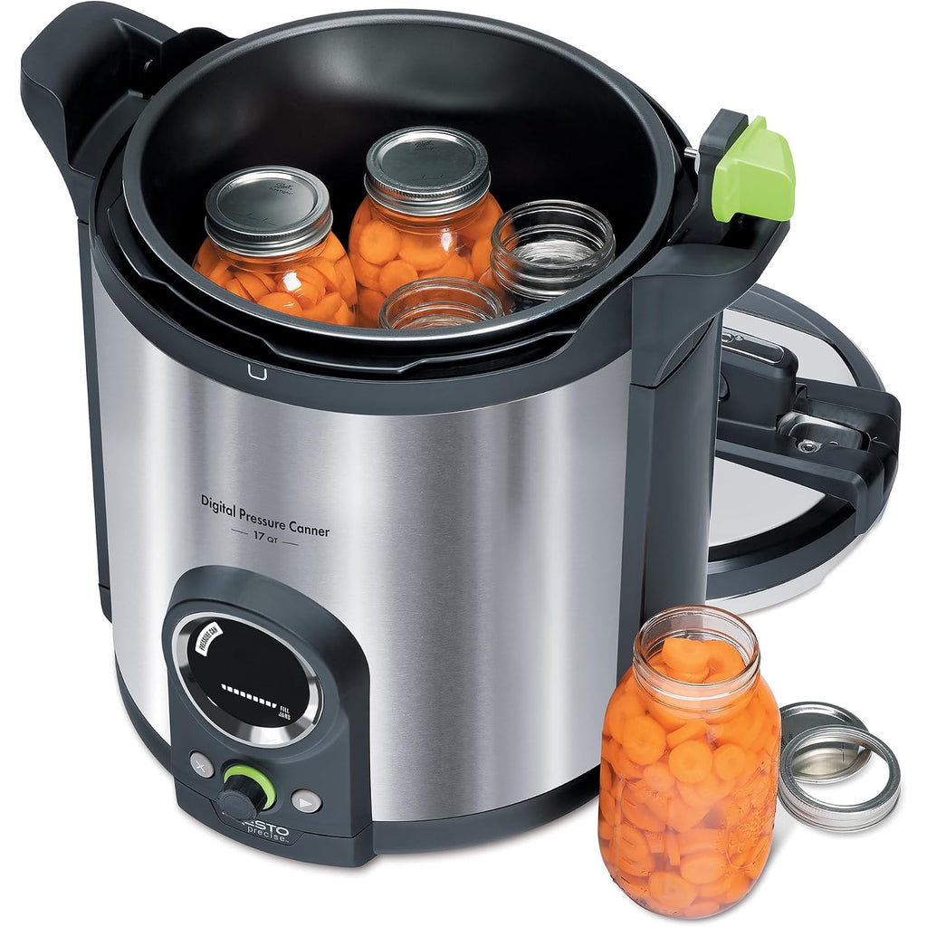 Presto 02152 17-Quart Digital Pressure Canner - Digital Display, Waterbath Capable, 10 Built-In Safety Features, Recipe Book, Stainless Steel