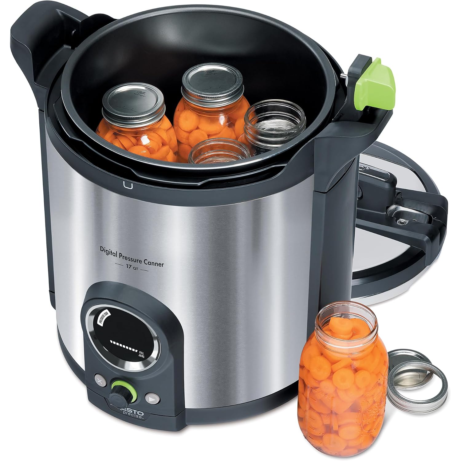 Presto 02152 17-Quart Digital Pressure Canner - Digital Display, Waterbath Capable, 10 Built-In Safety Features, Recipe Book, Stainless Steel