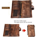 Genuine Leather Rfid Long Wallet For Women, Checkbook Card Holder | 18 Card Slots, Id Windows, Bill Pockets And Rfid Blocking Organize Cash, Cards, Receipts And Travel Documents