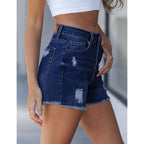 Jean Shorts for Women High Waisted Ripped Distressed Raw Hem Casual Summer Stretchy Denim Shorts Country Concert