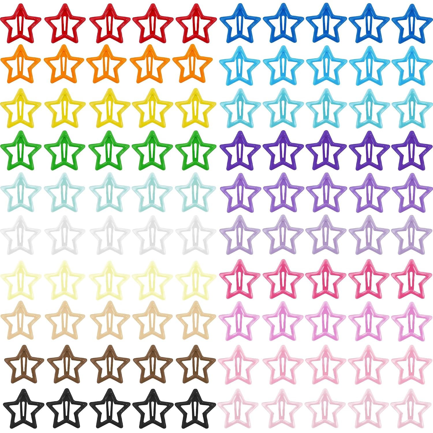 Star Hair Clips Snap Hair Barrettes Non Slip Star Hair Accessories Multiple Colors Metal Hair Clips For Girls Women -100Pcs 1.18"