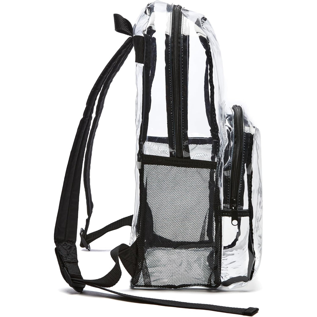 Amazon Basics Transparent Clear School Backpack, Water-Resistant Pvc Plastic, Reinforced Shoulder Straps, 17 X 7 X 13 In